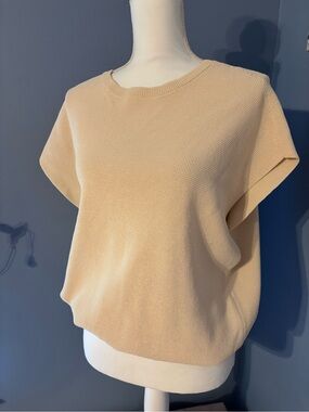 KORI  Beige Knit Cap-Sleeve Sweater/Top/vest